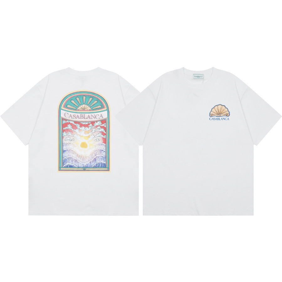 Loose short-sleeved T-shirts for women Modern art for Casablanca city landmarks