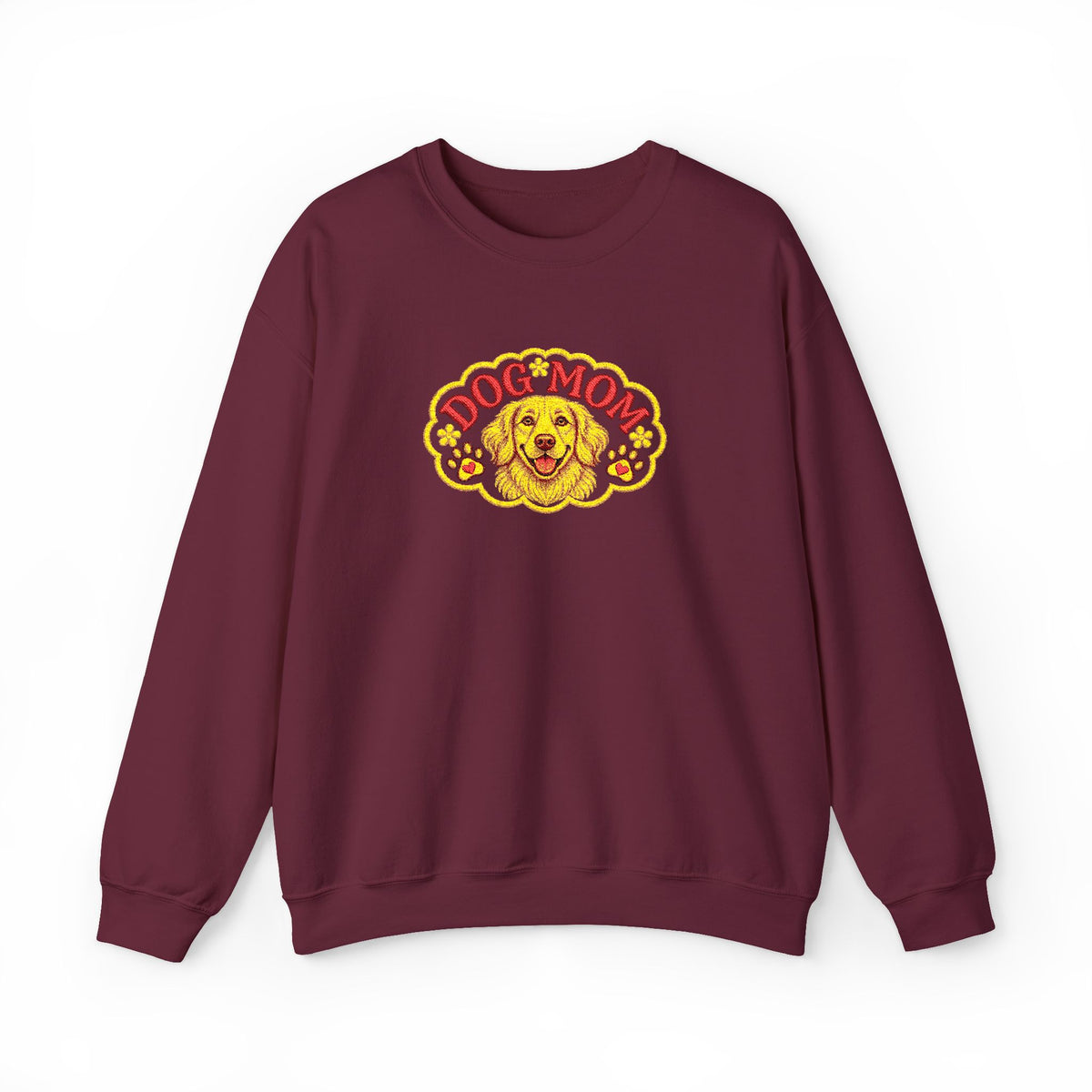Embroidery Dog Mom Crewneck Sweatshirt — Vintage Golden Retriever Graphic