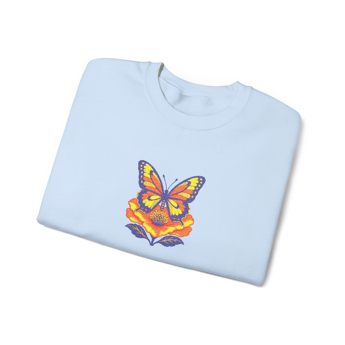 Butterfly Fox Crewneck Sweatshirt — Embroidery Colorful Geometric Animal Design