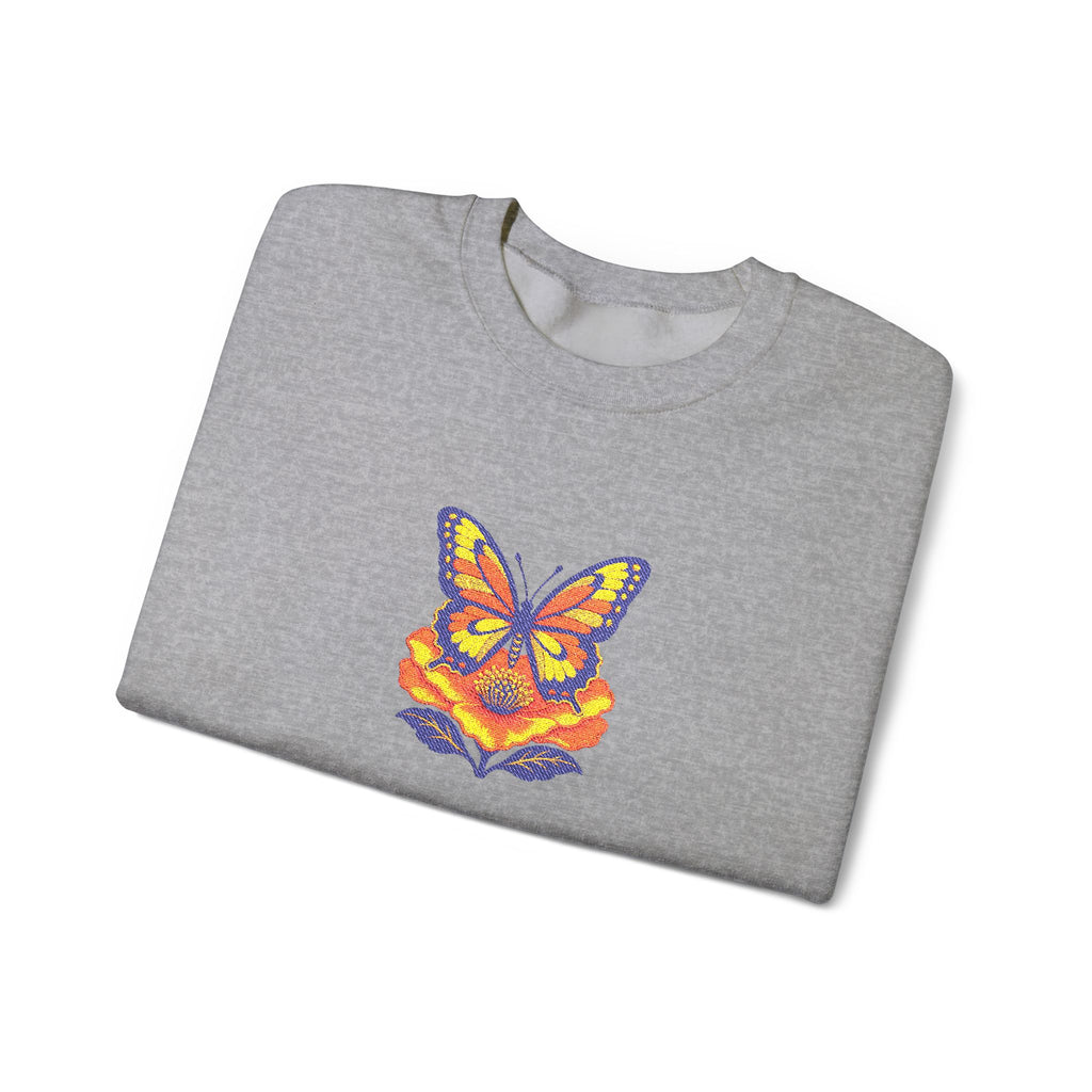 Butterfly Fox Crewneck Sweatshirt — Embroidery Colorful Geometric Animal Design