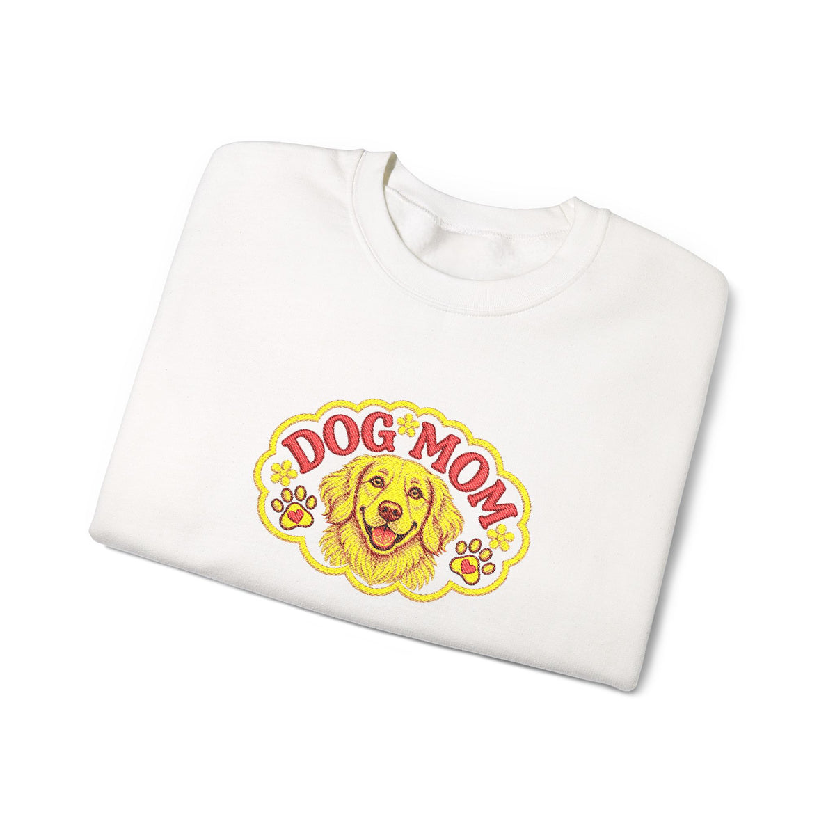 Embroidery Dog Mom Crewneck Sweatshirt — Vintage Golden Retriever Graphic