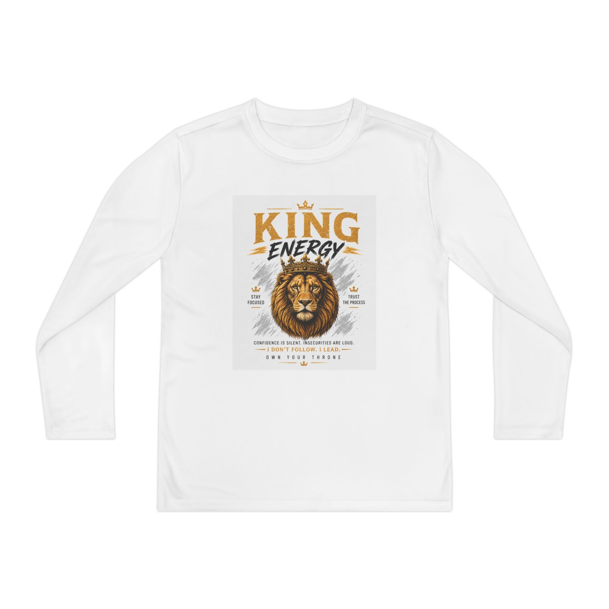 Youth Long Sleeve Tee — "King Energy" Lion Graphic