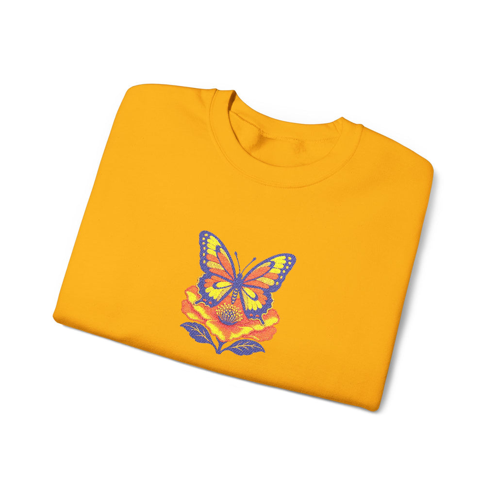 Butterfly Fox Crewneck Sweatshirt — Embroidery Colorful Geometric Animal Design