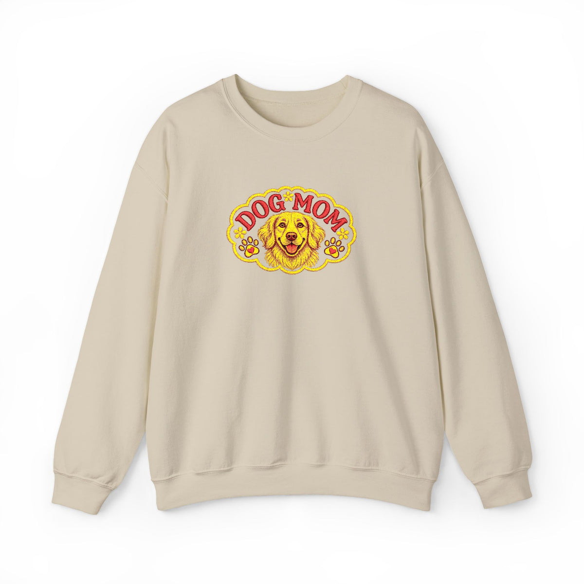 Embroidery Dog Mom Crewneck Sweatshirt — Vintage Golden Retriever Graphic