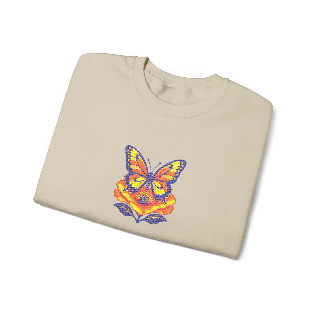 Butterfly Fox Crewneck Sweatshirt — Embroidery Colorful Geometric Animal Design
