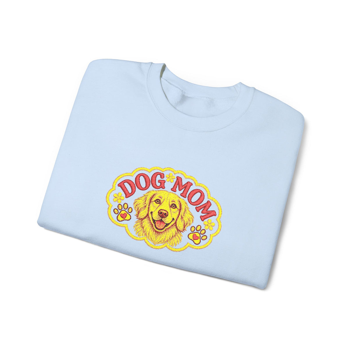Embroidery Dog Mom Crewneck Sweatshirt — Vintage Golden Retriever Graphic