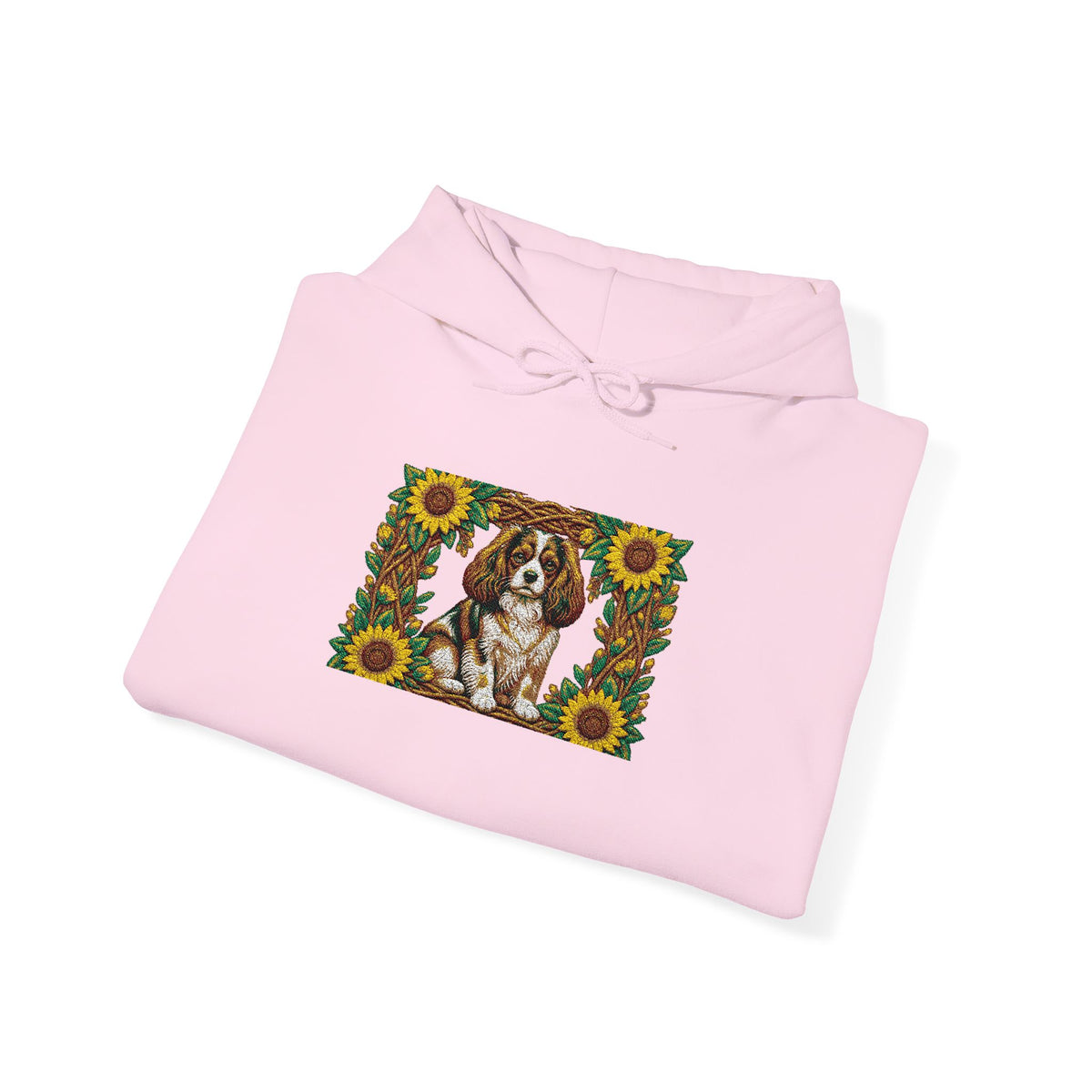 Embroidery Cavalier King Charles Spaniel Sunflower Hoodie - Floral Dog Lover Sweatshirt