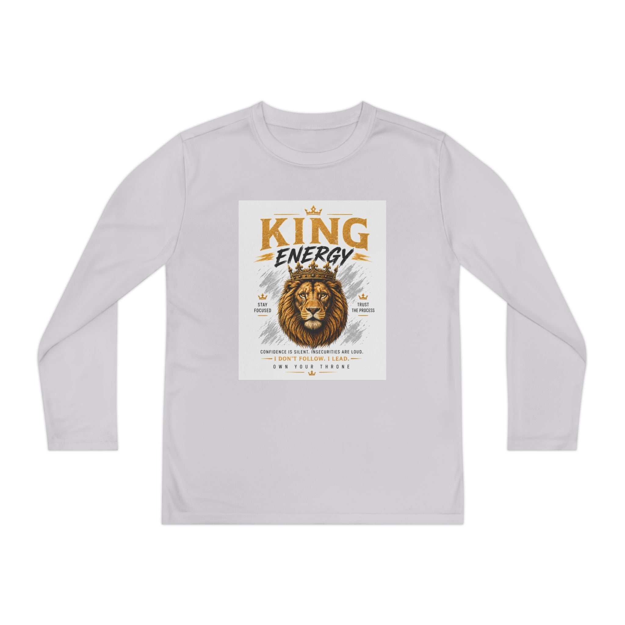 Youth Long Sleeve Tee — "King Energy" Lion Graphic