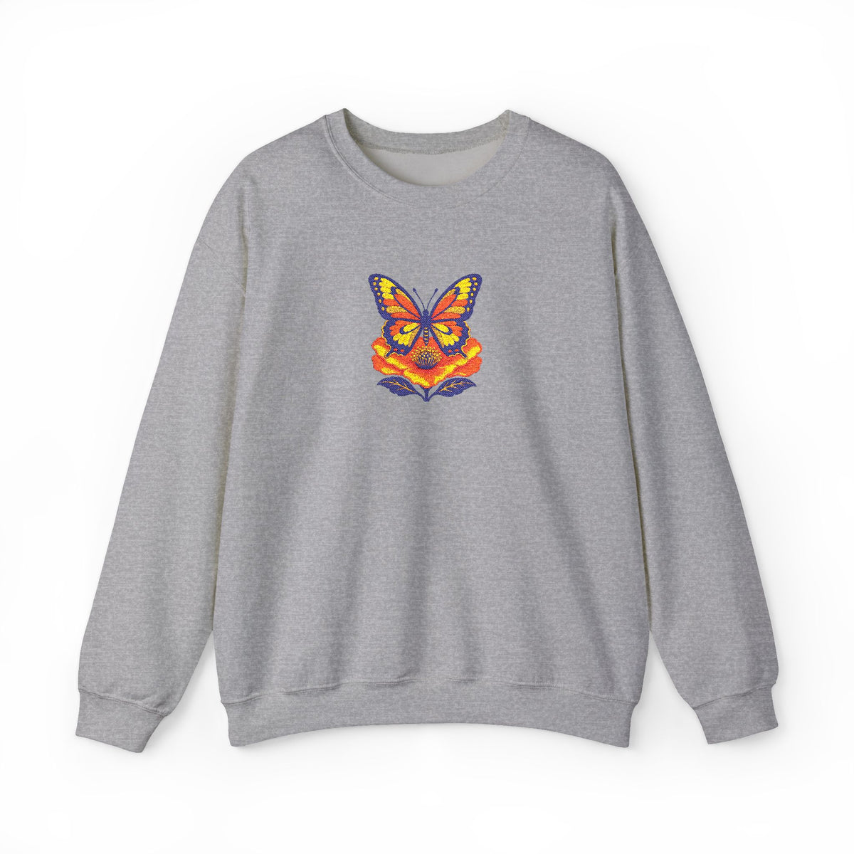Butterfly Fox Crewneck Sweatshirt — Embroidery Colorful Geometric Animal Design