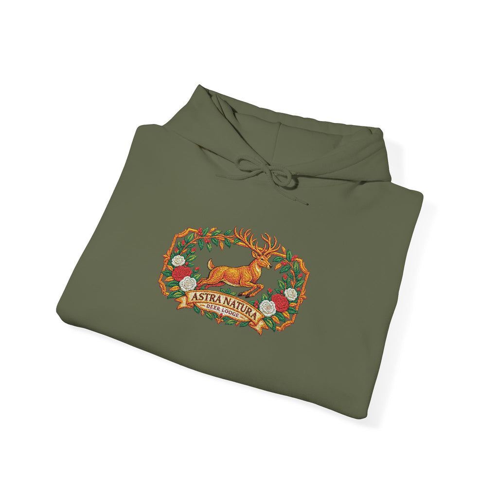 Embroidery Deer in Field  Mosaic Hoodie — Colorful Tribal Deer Graphic Pullover