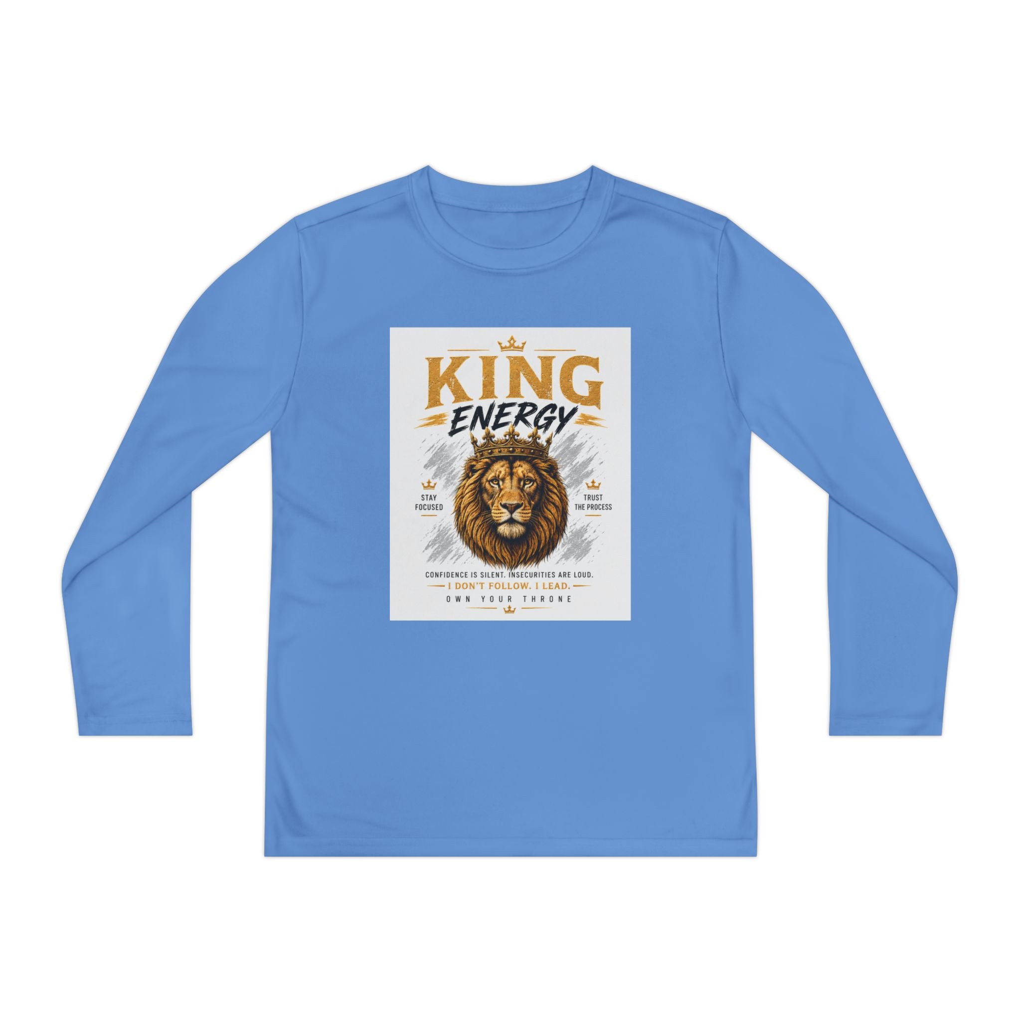 Youth Long Sleeve Tee — "King Energy" Lion Graphic