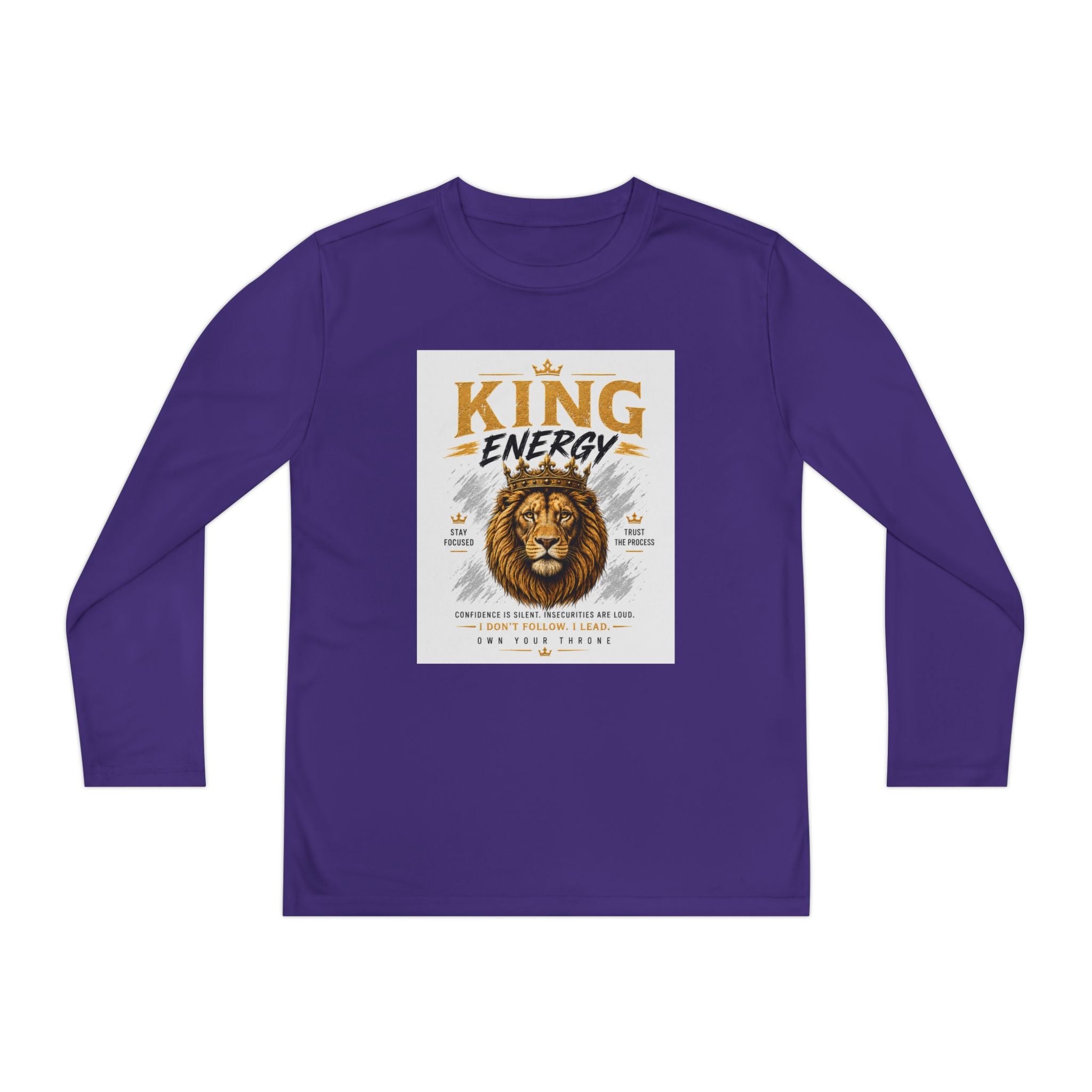 Youth Long Sleeve Tee — "King Energy" Lion Graphic