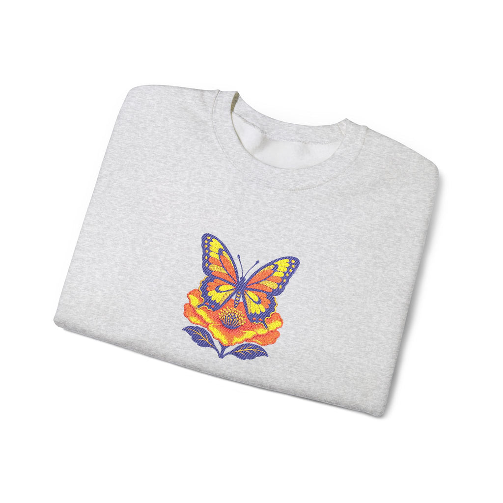 Butterfly Fox Crewneck Sweatshirt — Embroidery Colorful Geometric Animal Design