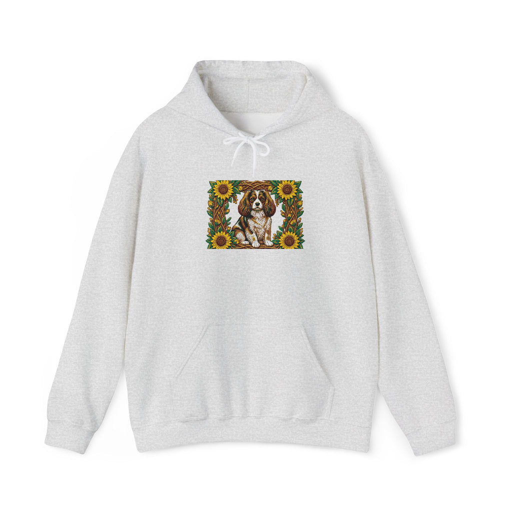 Embroidery Cavalier King Charles Spaniel Sunflower Hoodie - Floral Dog Lover Sweatshirt