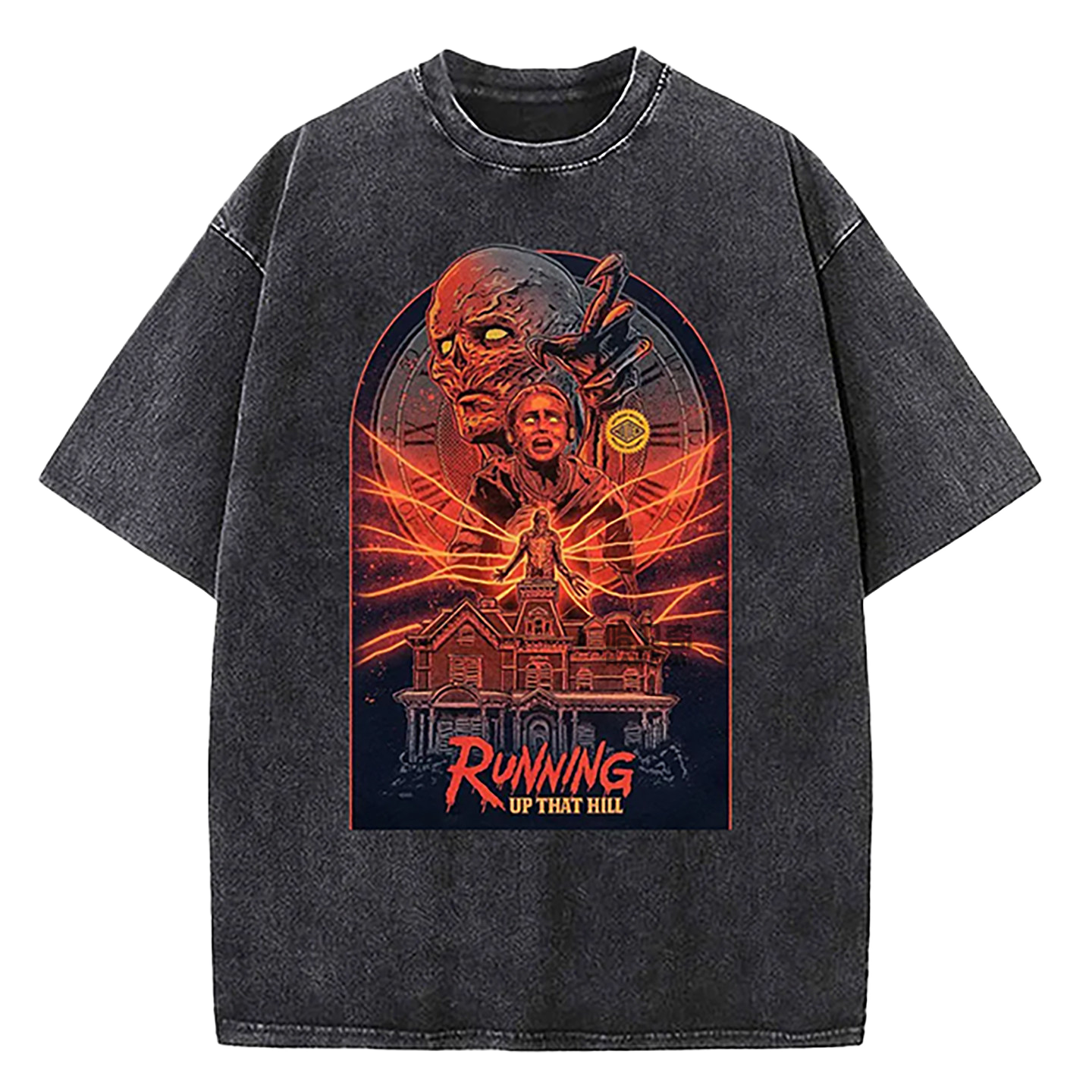 Retro Washed Cotton T-Shirts with Character Print