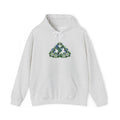 Embroidery Bird Floral Delta Triangle Hoodie — Blue & Green Botanical Graphic