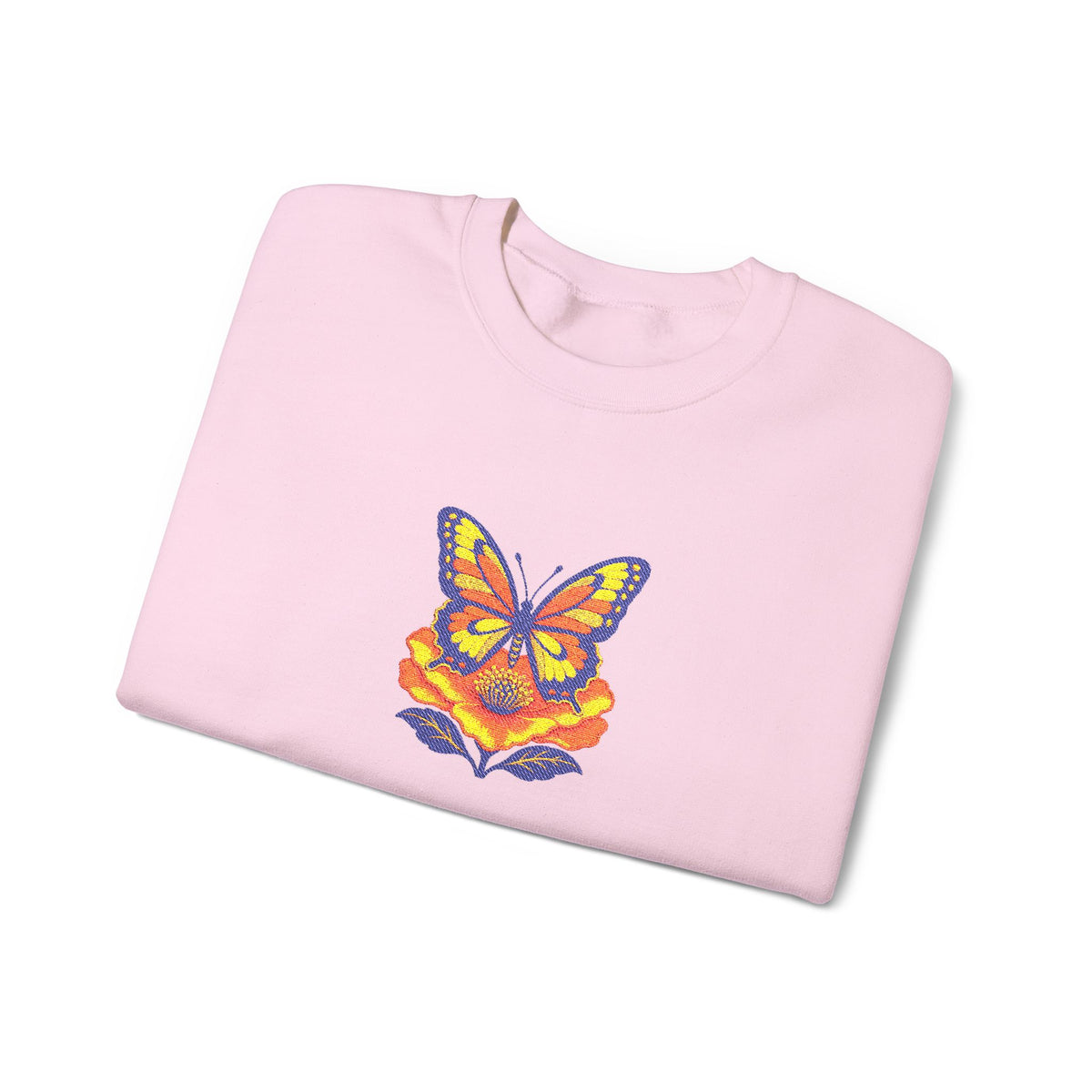 Butterfly Fox Crewneck Sweatshirt — Embroidery Colorful Geometric Animal Design