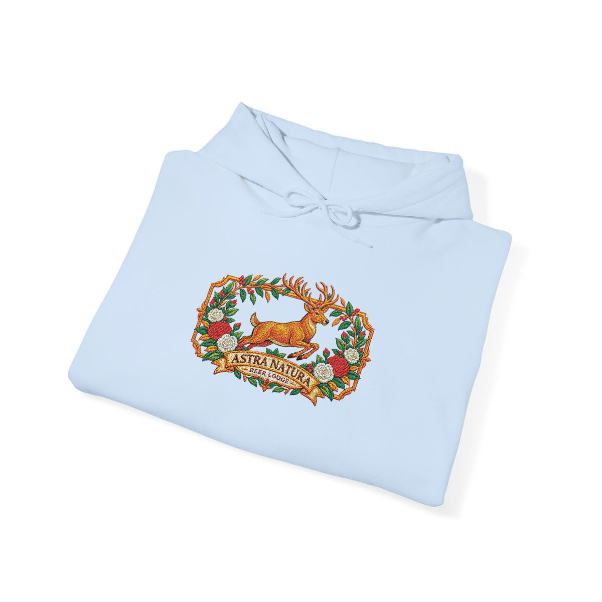 Embroidery Deer in Field  Mosaic Hoodie — Colorful Tribal Deer Graphic Pullover