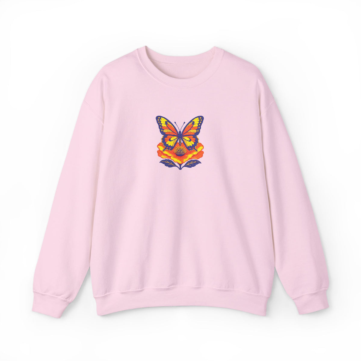 Butterfly Fox Crewneck Sweatshirt — Embroidery Colorful Geometric Animal Design