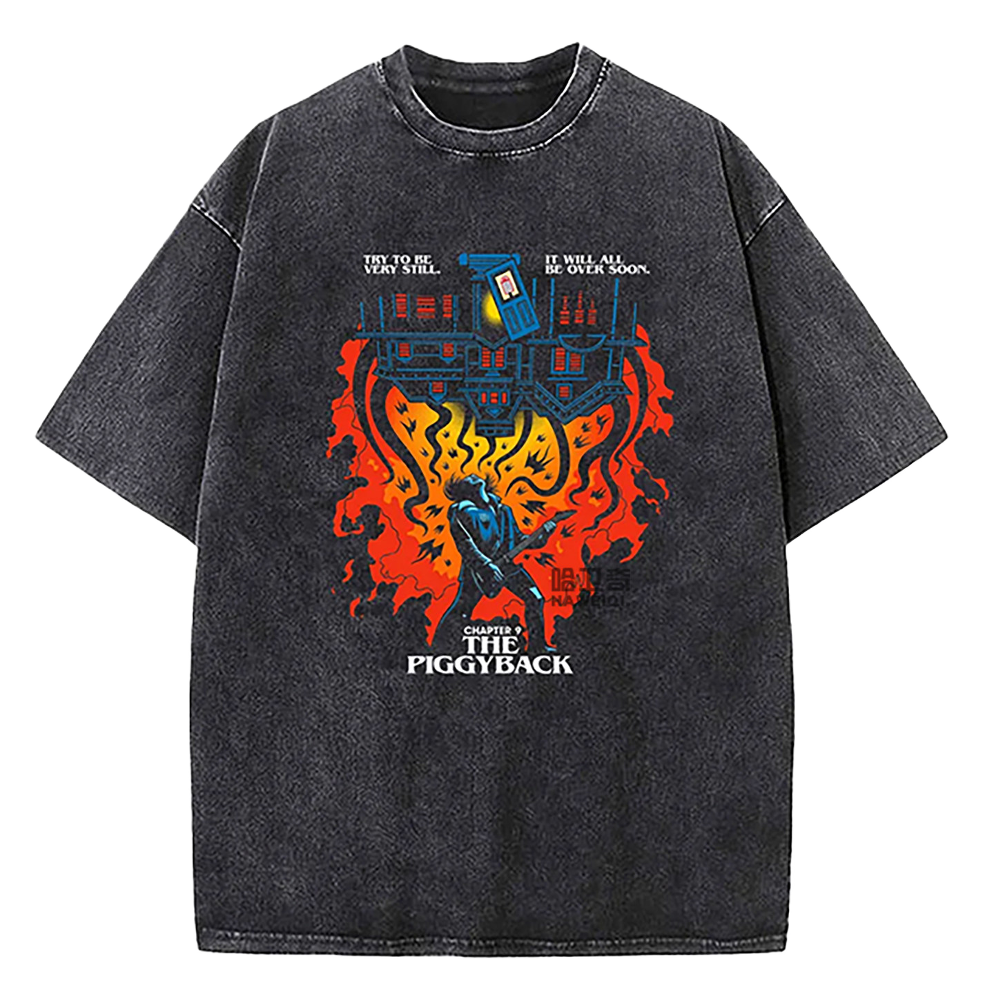 Retro Washed Cotton T-Shirts with Character Print