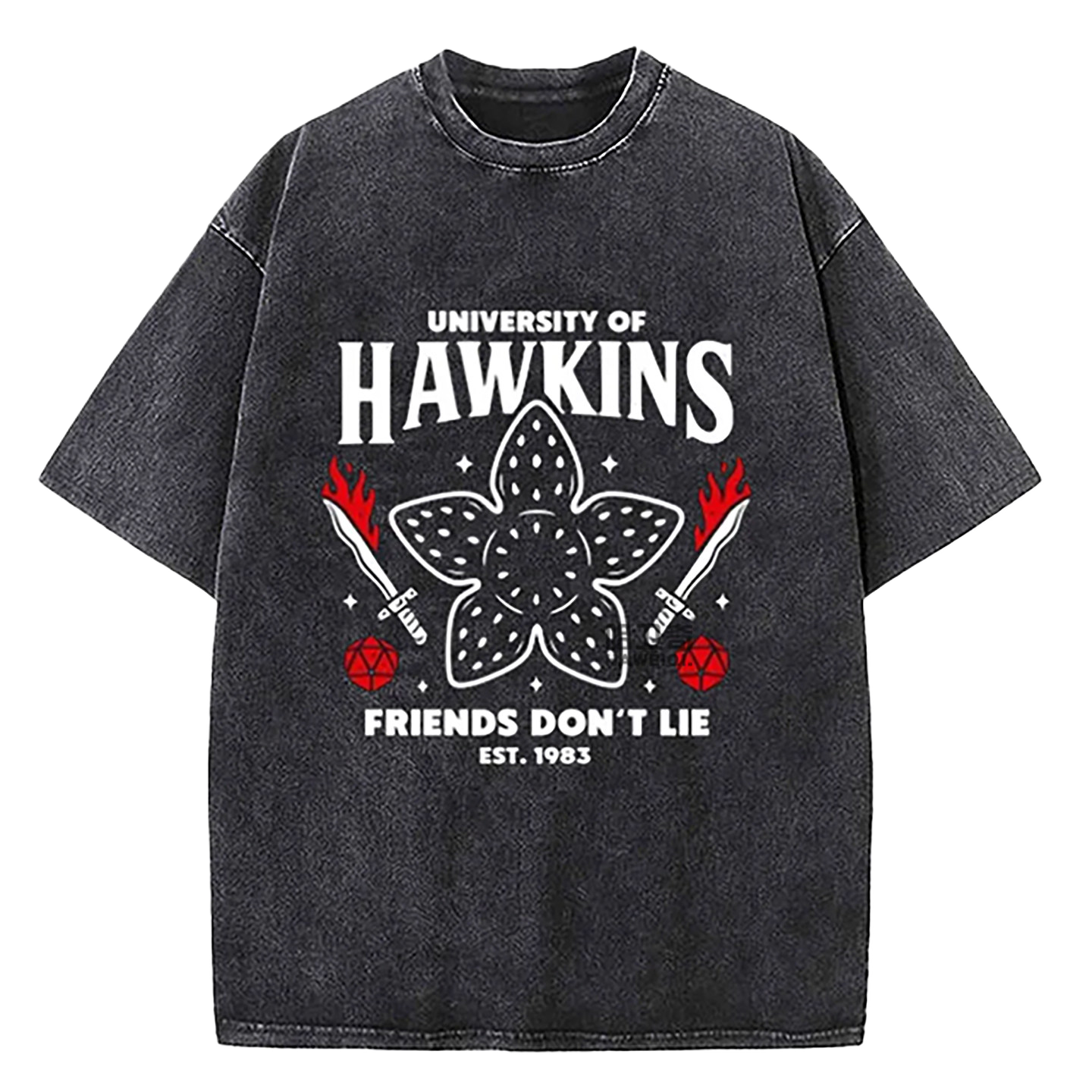 Retro Washed Cotton T-Shirts with Character Print