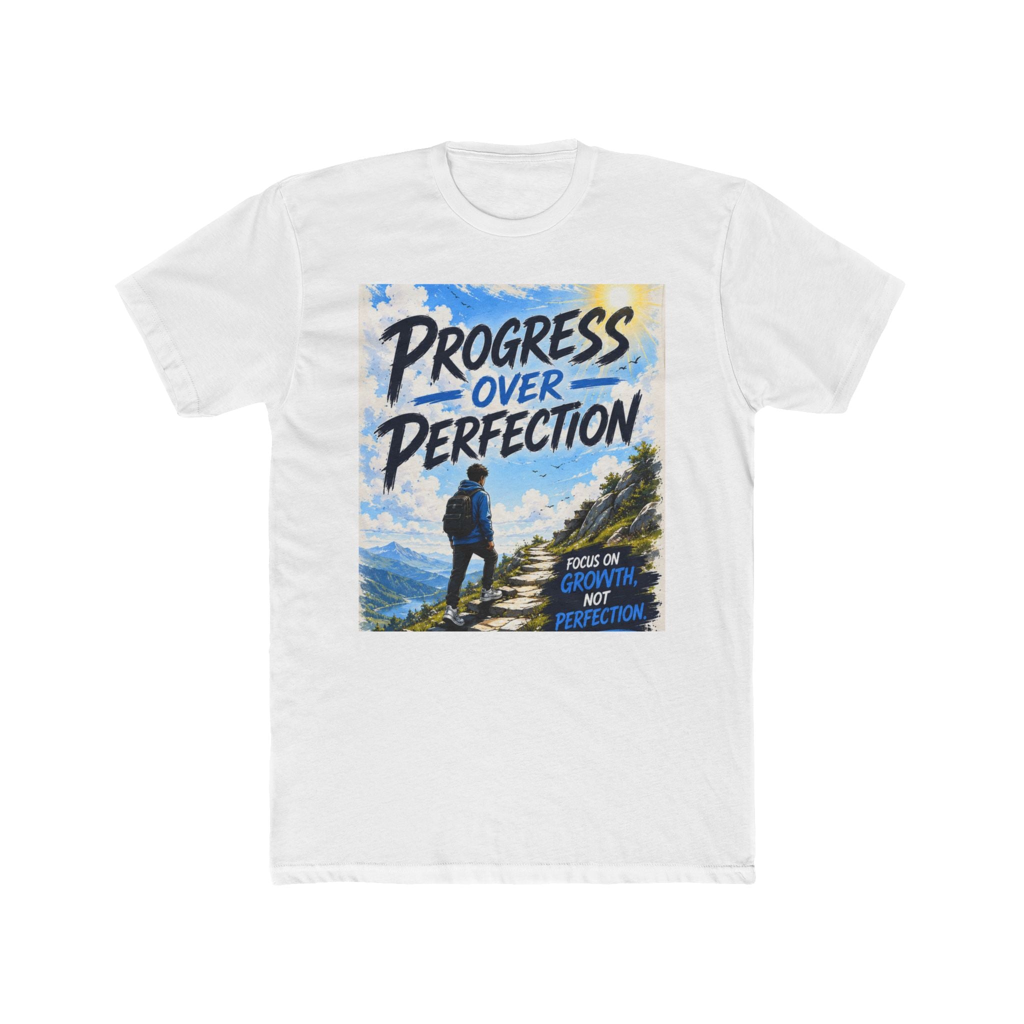 Progress Over Perfection T-Shirt — Motivational Hiking Graphic Tee