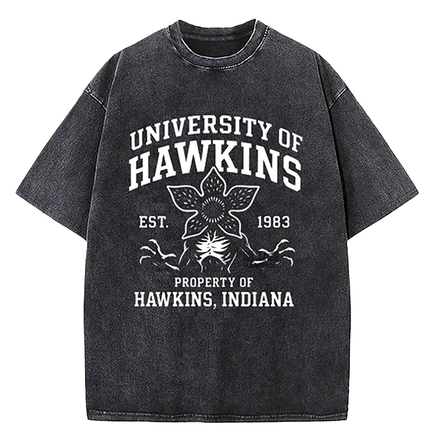 Retro Washed Cotton T-Shirts with Character Print