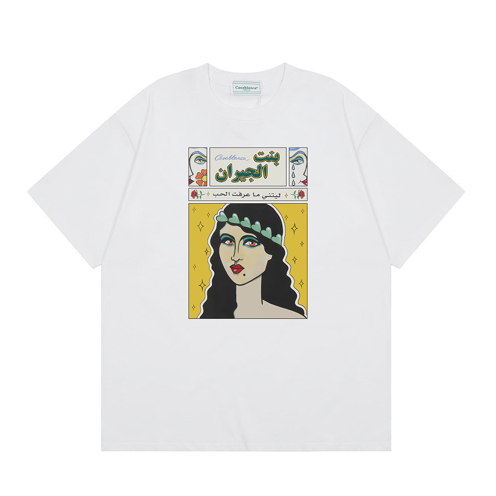 Loose short-sleeved T-shirts for women Modern art for Casablanca city landmarks