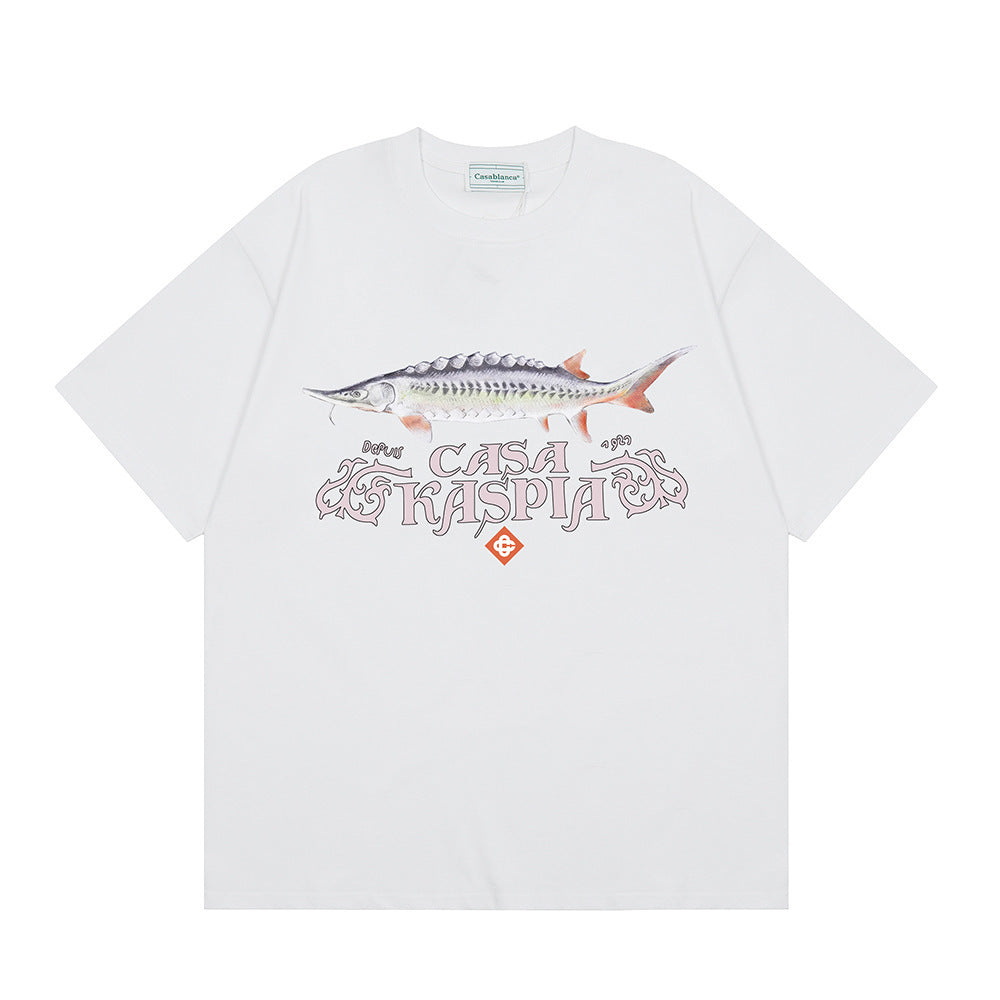 Loose short-sleeved T-shirts for women Modern art for Casablanca city landmarks