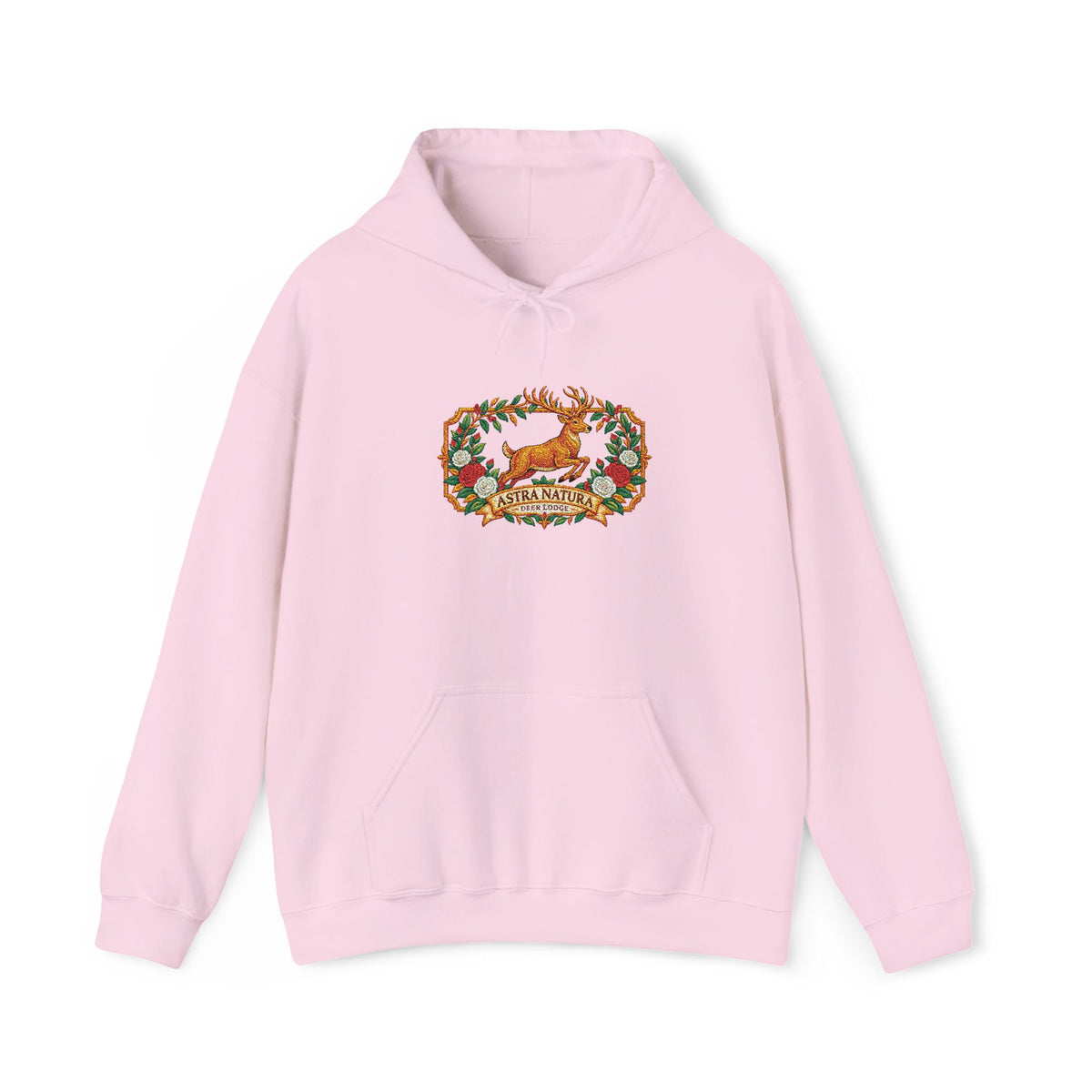 Embroidery Deer in Field  Mosaic Hoodie — Colorful Tribal Deer Graphic Pullover