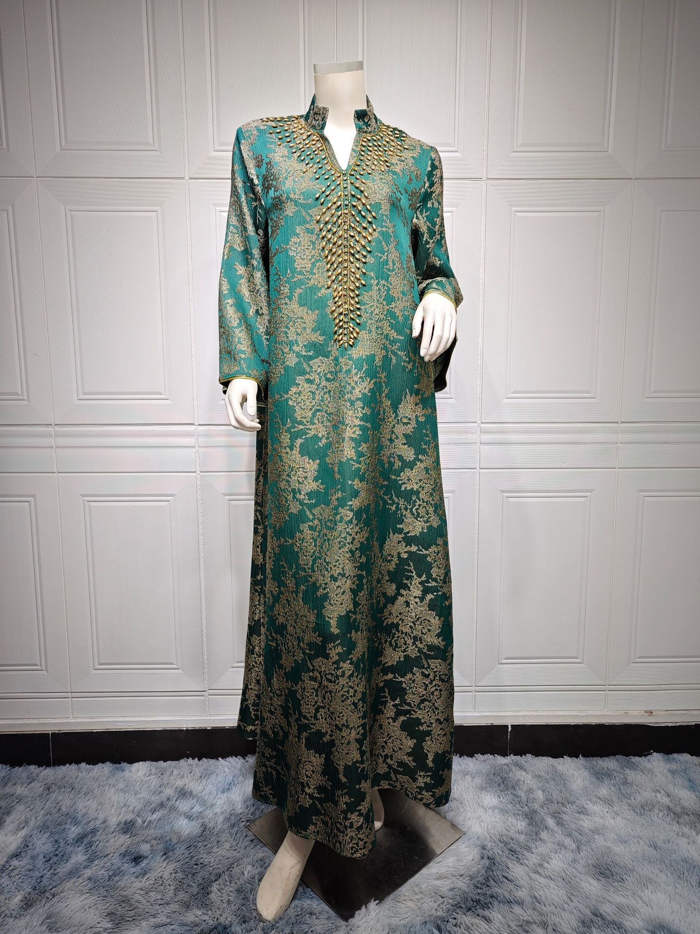 Evening Dress Embroidered Floral Kaftan Long Dress