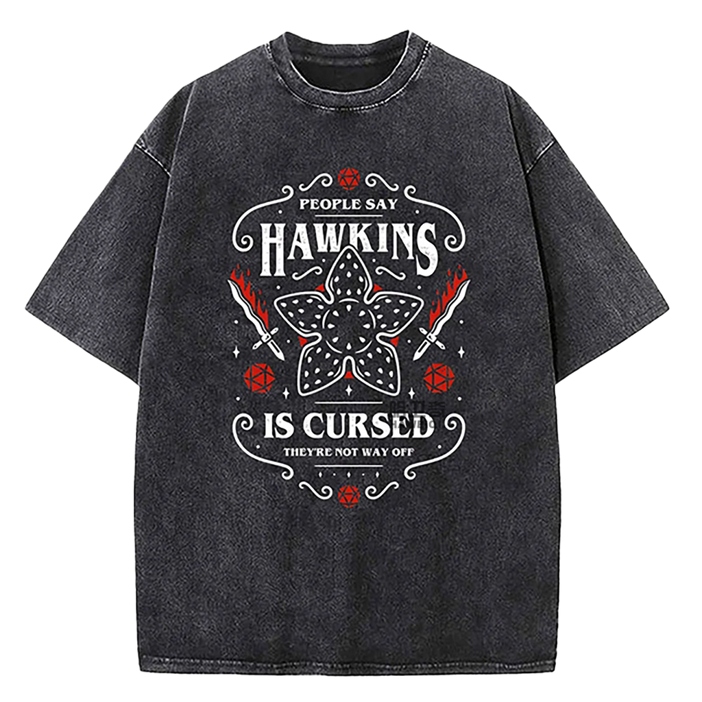 Retro Washed Cotton T-Shirts with Character Print