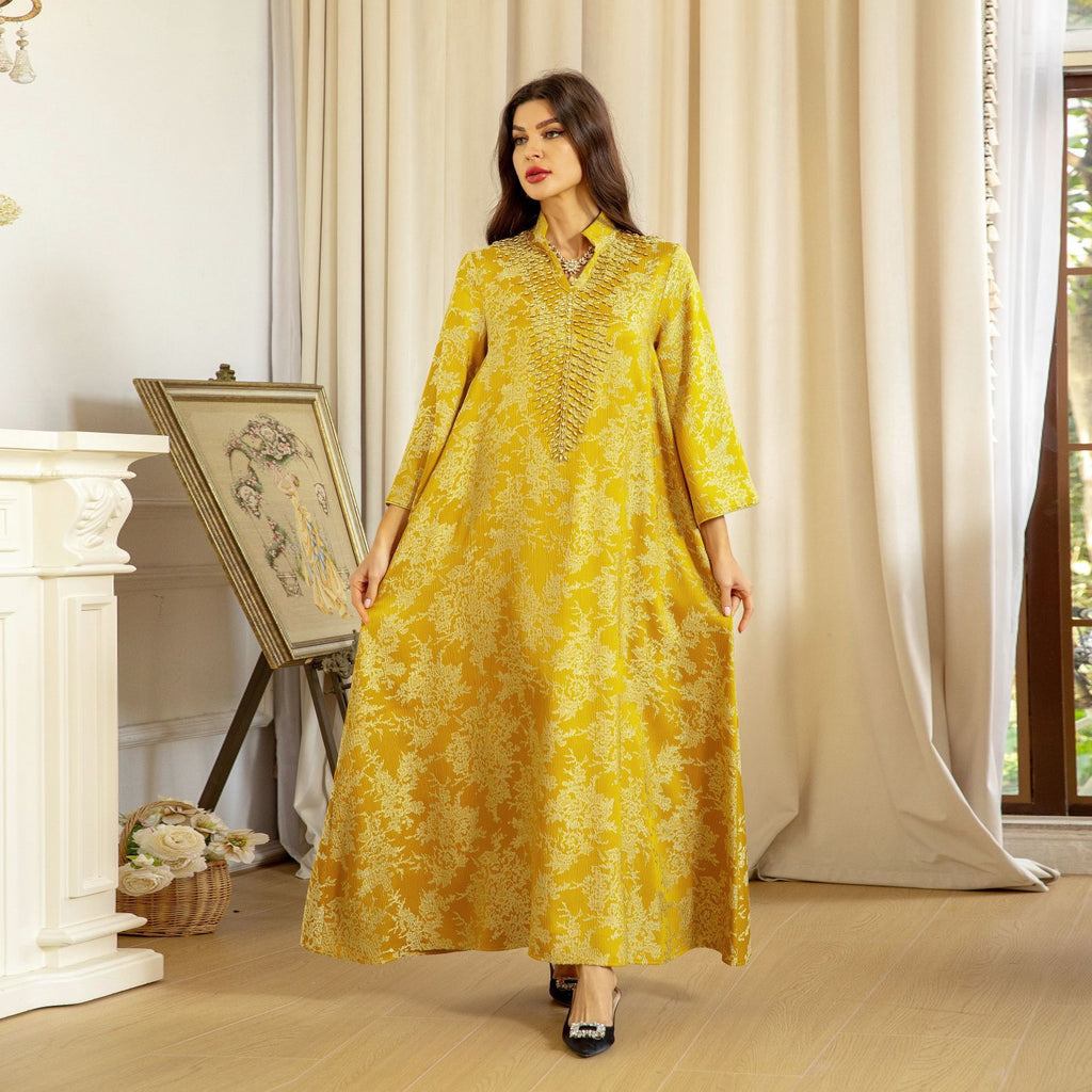 Evening Dress Embroidered Floral Kaftan Long Dress