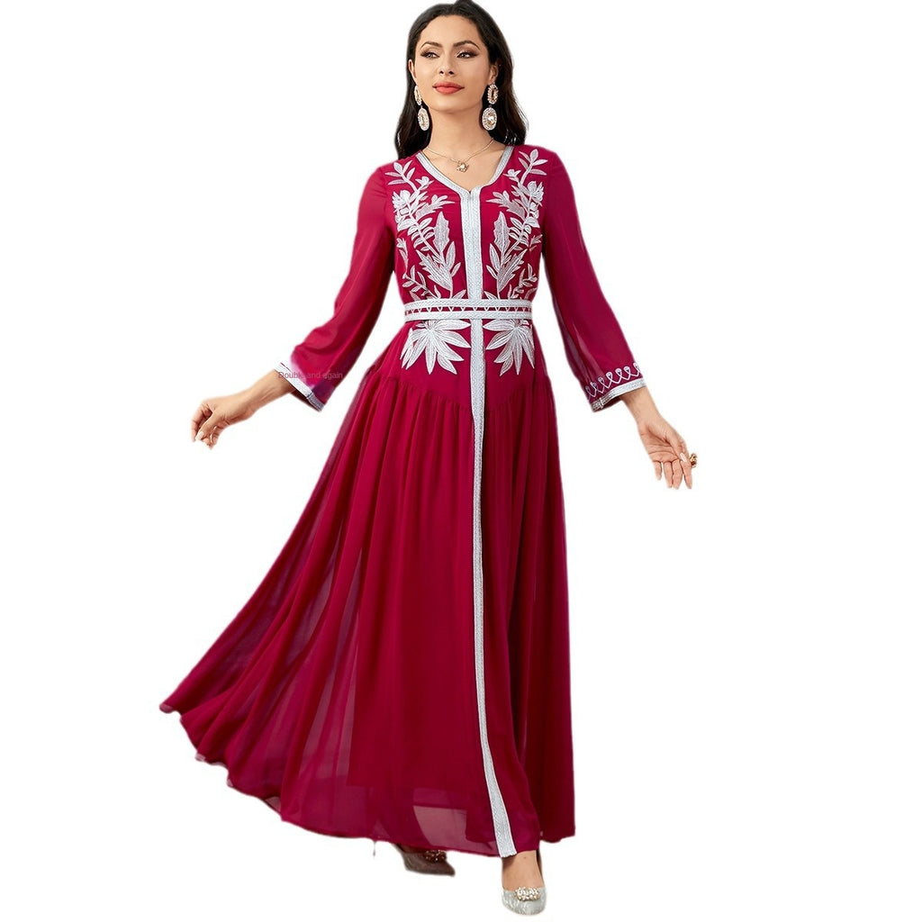 Large Embroidered Muslim Robe Elegant Dress
