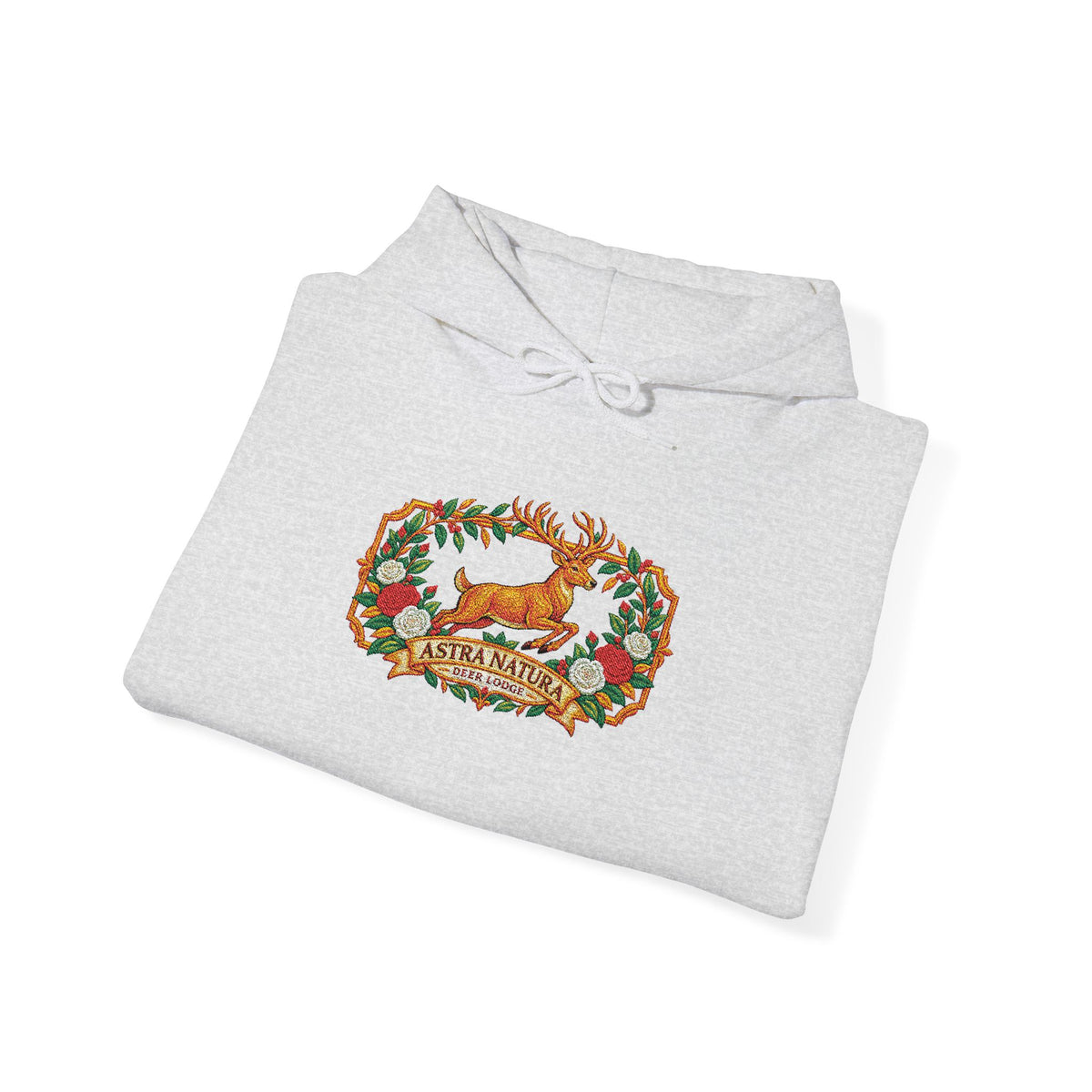 Embroidery Deer in Field  Mosaic Hoodie — Colorful Tribal Deer Graphic Pullover