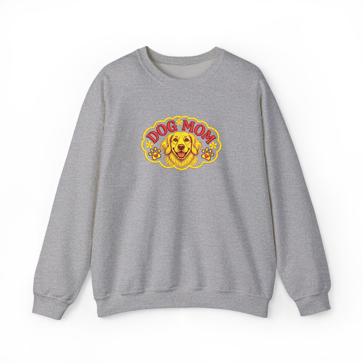 Embroidery Dog Mom Crewneck Sweatshirt — Vintage Golden Retriever Graphic