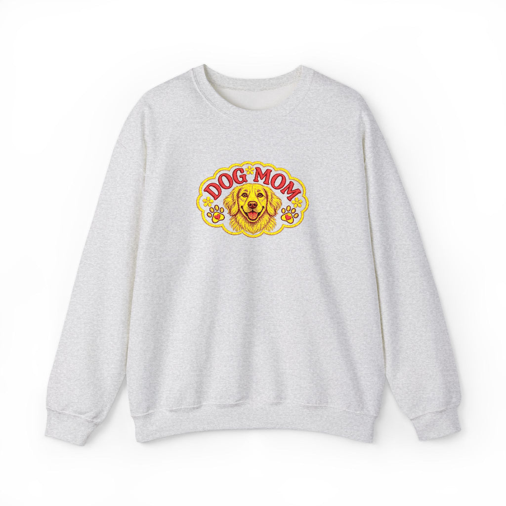 Embroidery Dog Mom Crewneck Sweatshirt — Vintage Golden Retriever Graphic
