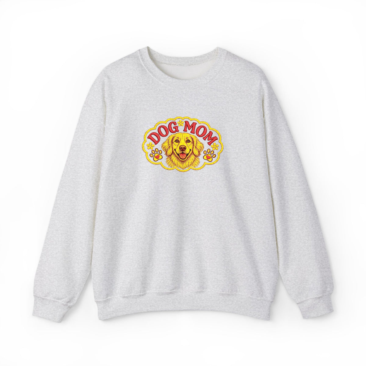 Embroidery Dog Mom Crewneck Sweatshirt — Vintage Golden Retriever Graphic