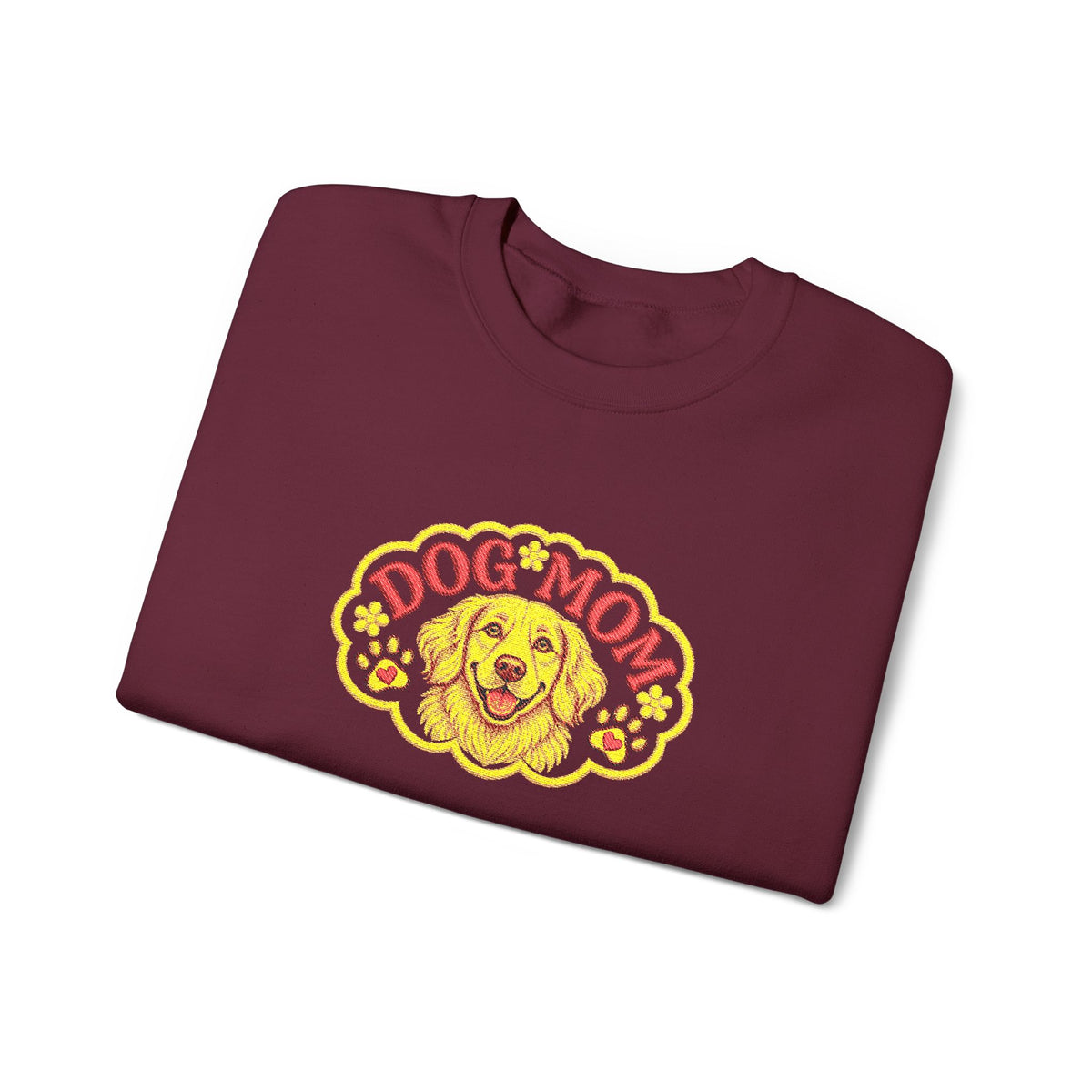 Embroidery Dog Mom Crewneck Sweatshirt — Vintage Golden Retriever Graphic