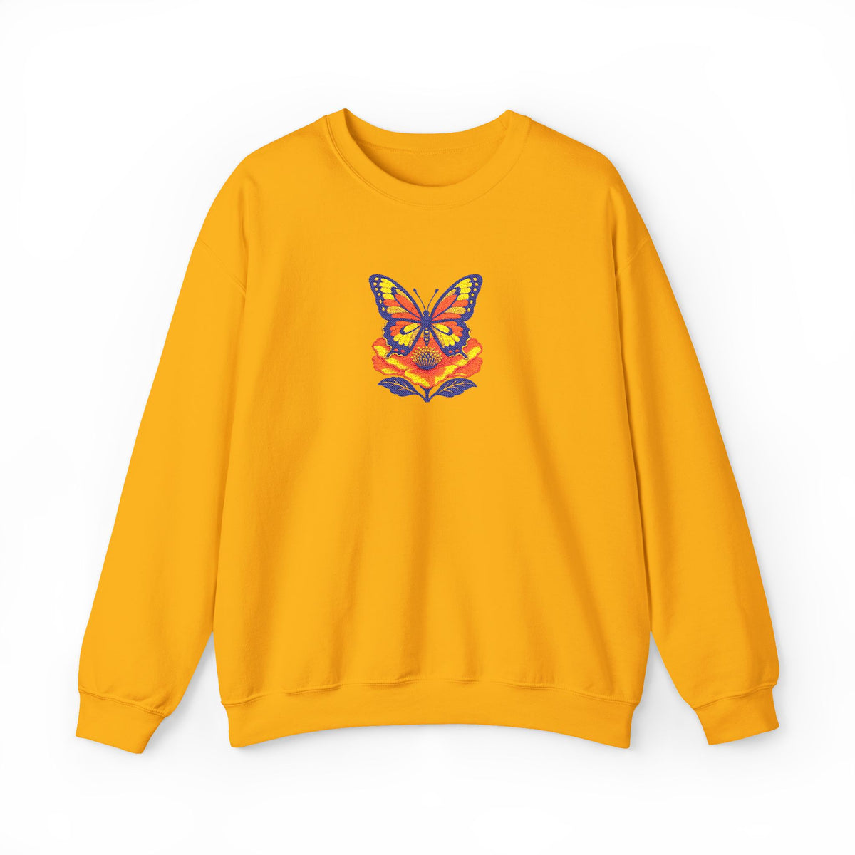 Butterfly Fox Crewneck Sweatshirt — Embroidery Colorful Geometric Animal Design