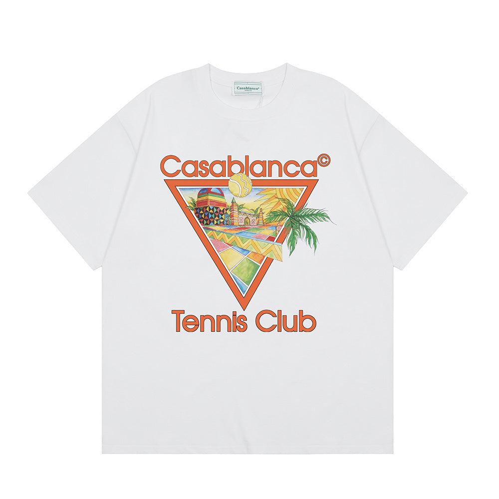 Loose short-sleeved T-shirts for women Modern art for Casablanca city landmarks