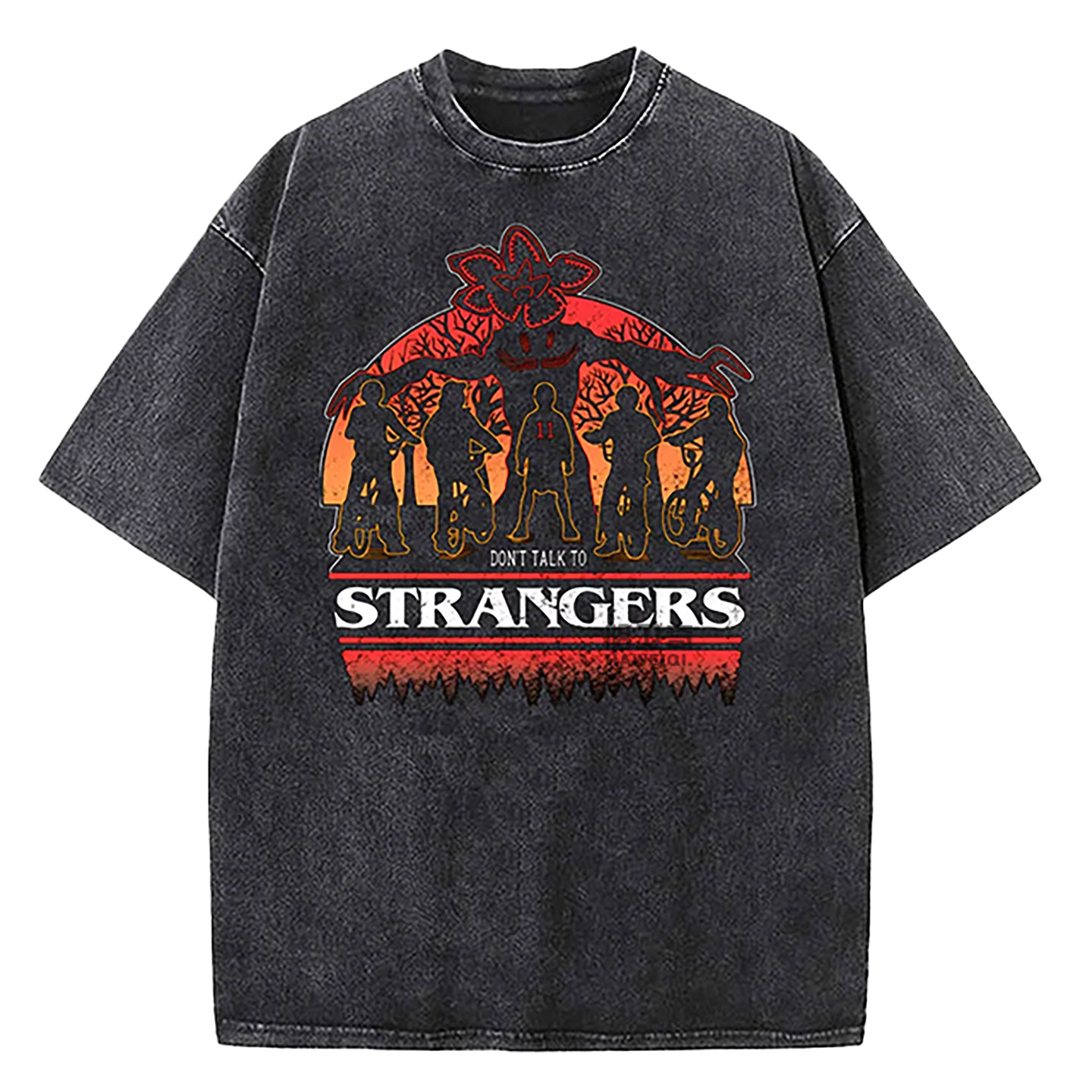 Retro Washed Cotton T-Shirts with Character Print