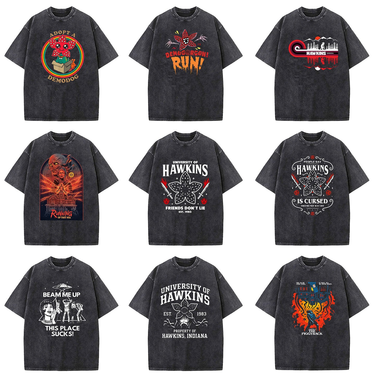 Retro Washed Cotton T-Shirts with Character Print