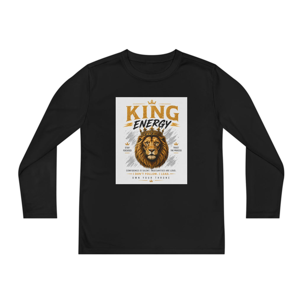 Afnan Kids 'King Energy' Lion Graphic Long Sleeve T-Shirt – Youth Cotton Tee