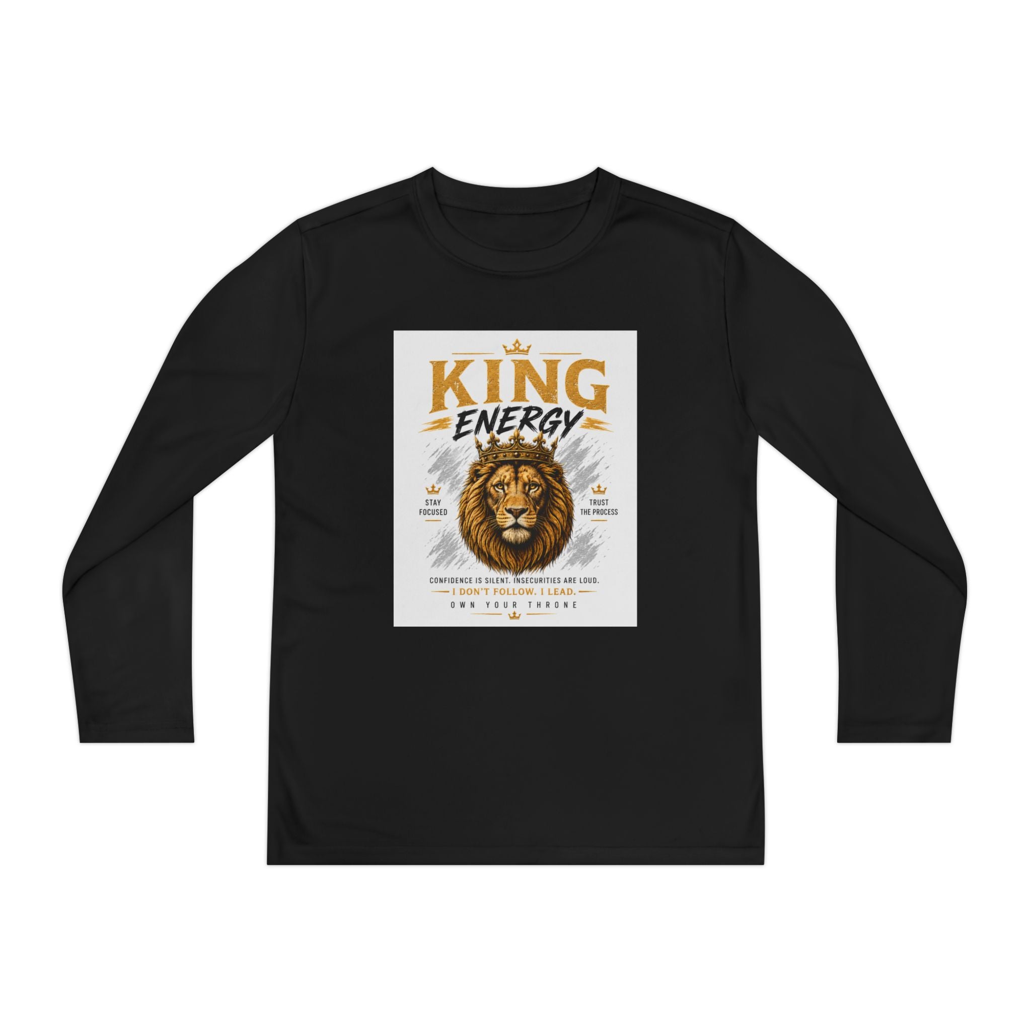 Youth Long Sleeve Tee — "King Energy" Lion Graphic