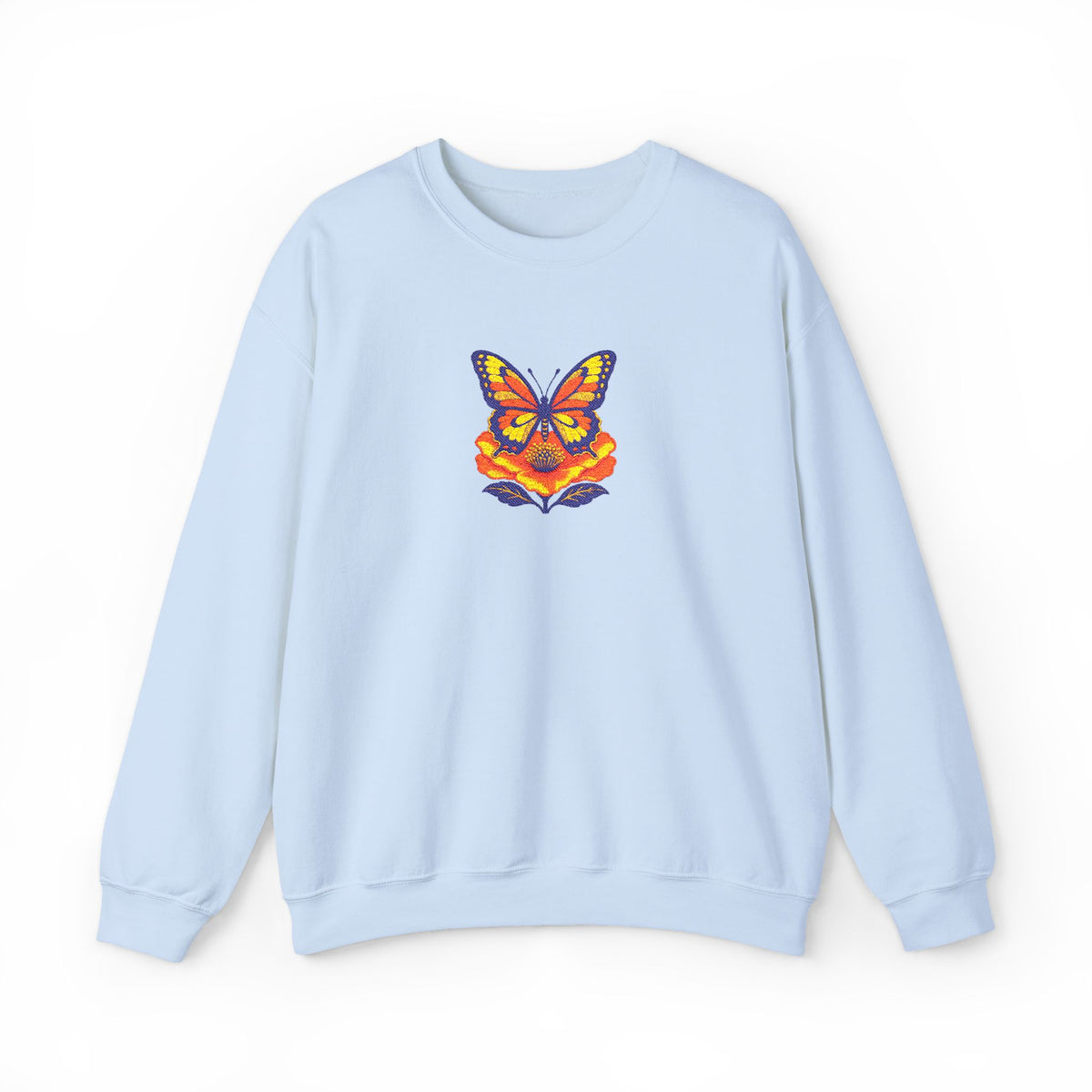 Butterfly Fox Crewneck Sweatshirt — Embroidery Colorful Geometric Animal Design