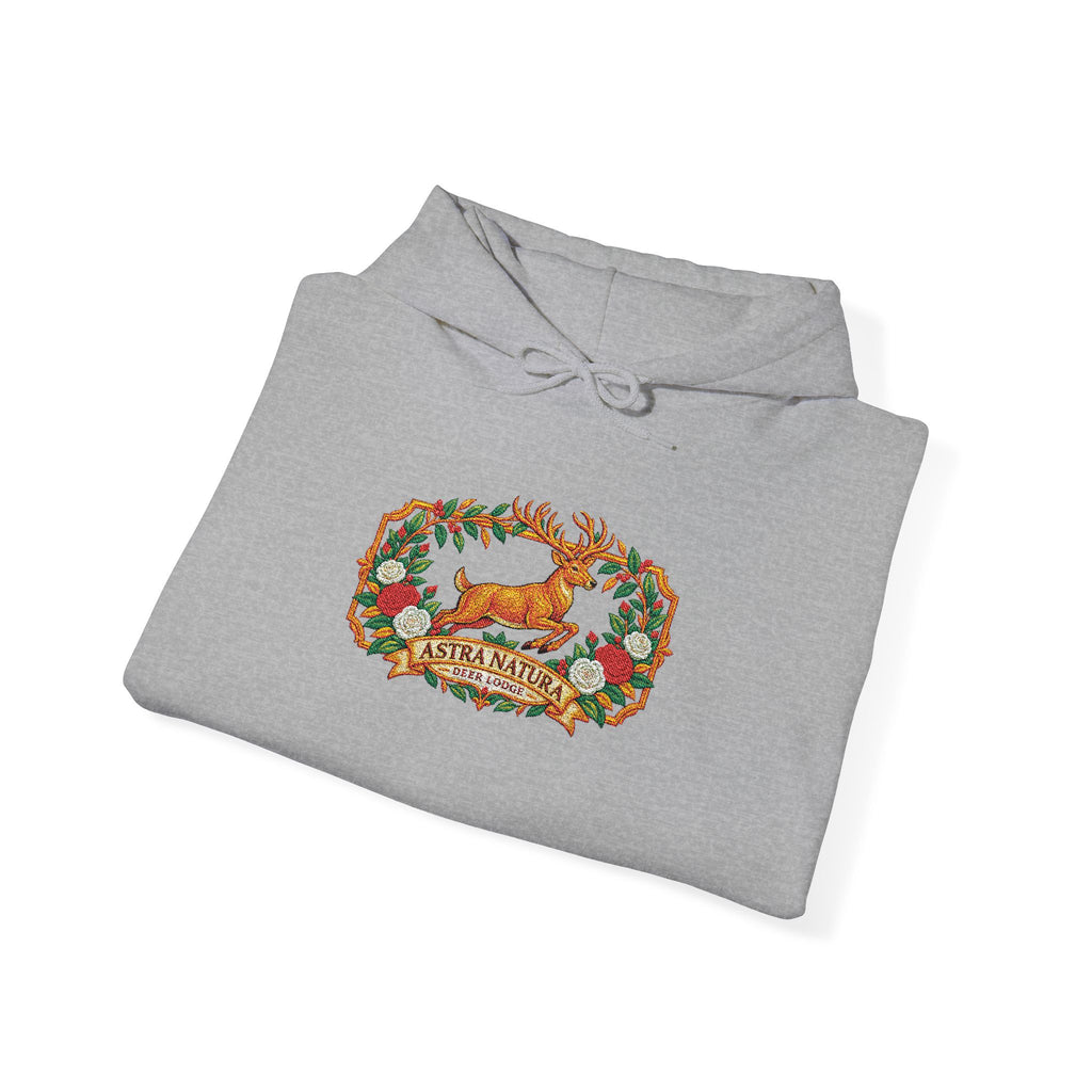 Embroidery Deer in Field  Mosaic Hoodie — Colorful Tribal Deer Graphic Pullover