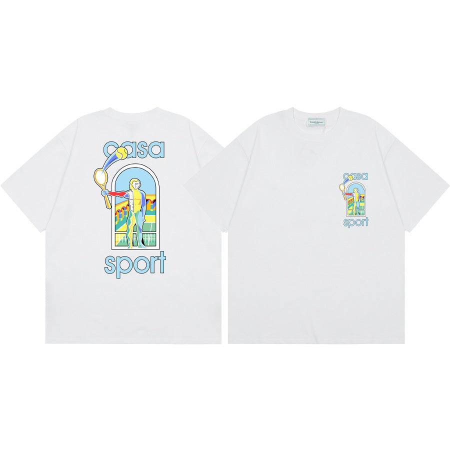 Loose short-sleeved T-shirts for women Modern art for Casablanca city landmarks