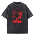 Retro Washed Cotton T-Shirts with Character Print
