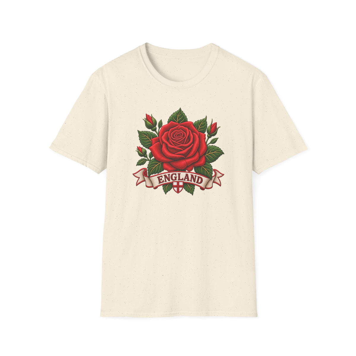 England Rose T-Shirt — Vintage Red Rose Floral Crest Tee